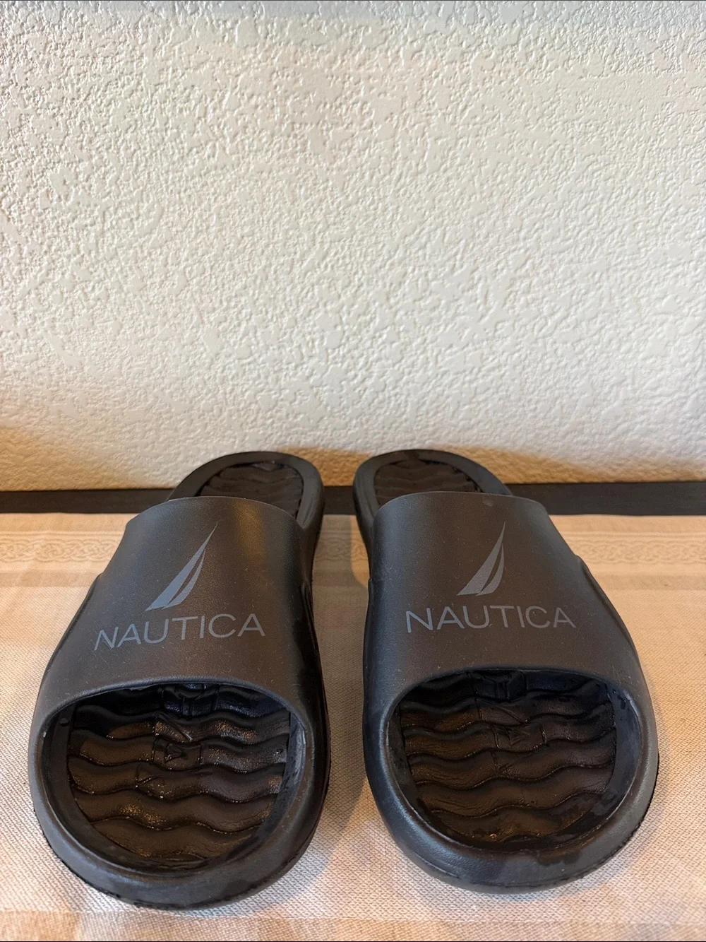 Nautica Black Logo Slide Sandals